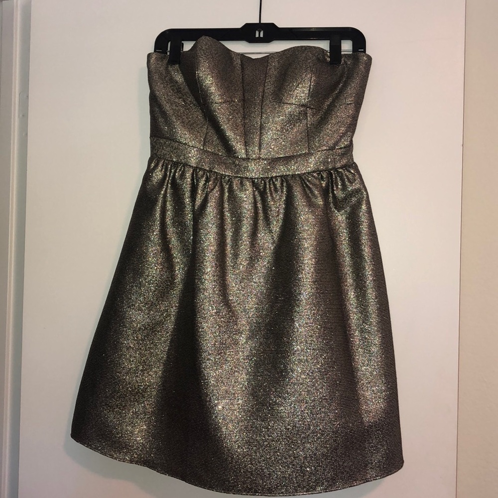 Aqua Silver Metallic Cocktail Dress